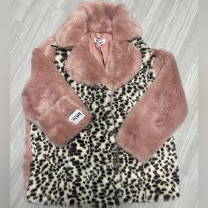 Pink and Leopard Faux Fur Jacket